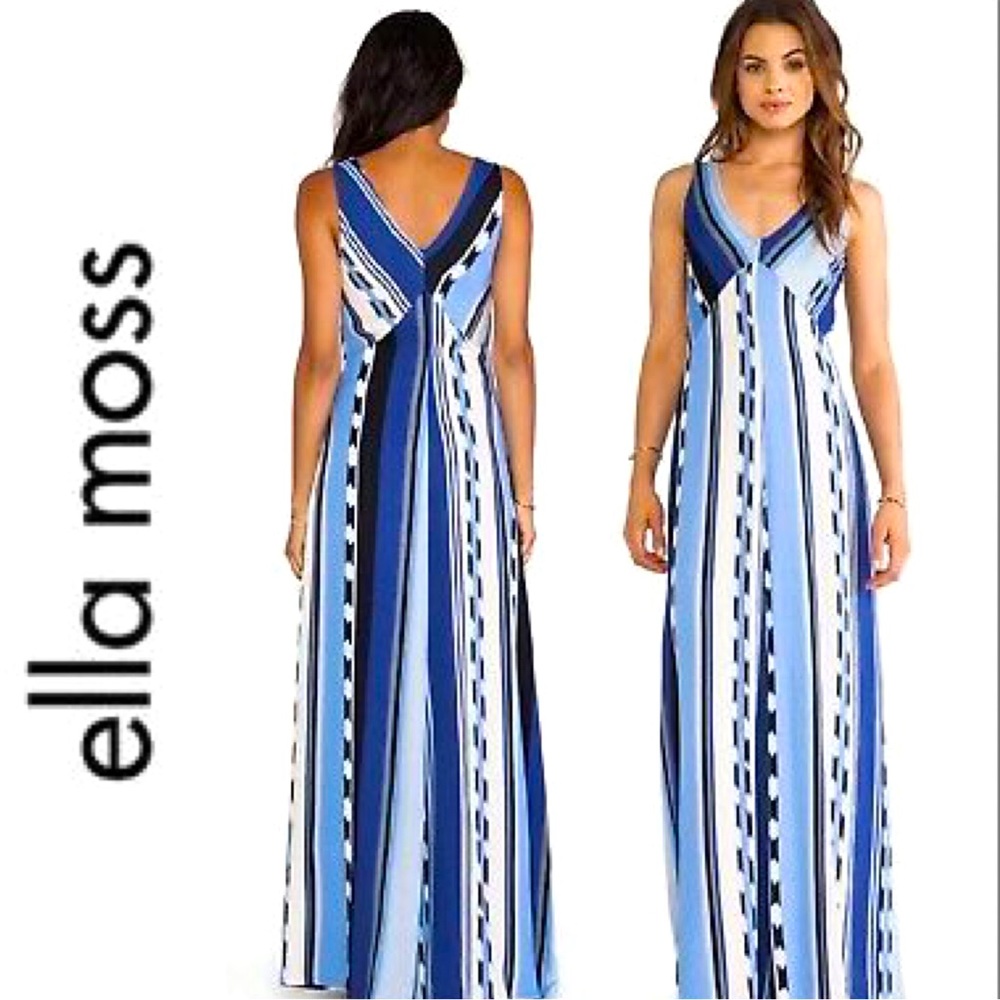 ELLA MOSS SURFER STRIPE MAXI DRESS IN OCEAN SOLD AT ANTHROPOLOGIE BLUE